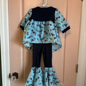 Kids Blue Cartoon Print Outfit